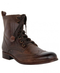 Distressed Brown Leather Boots For Men